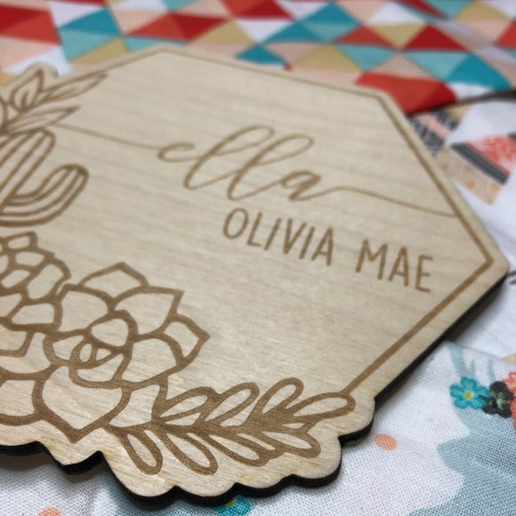 Custom Baby Name Cactus Succulent Theme Photo Prop - Picture 3 of 4